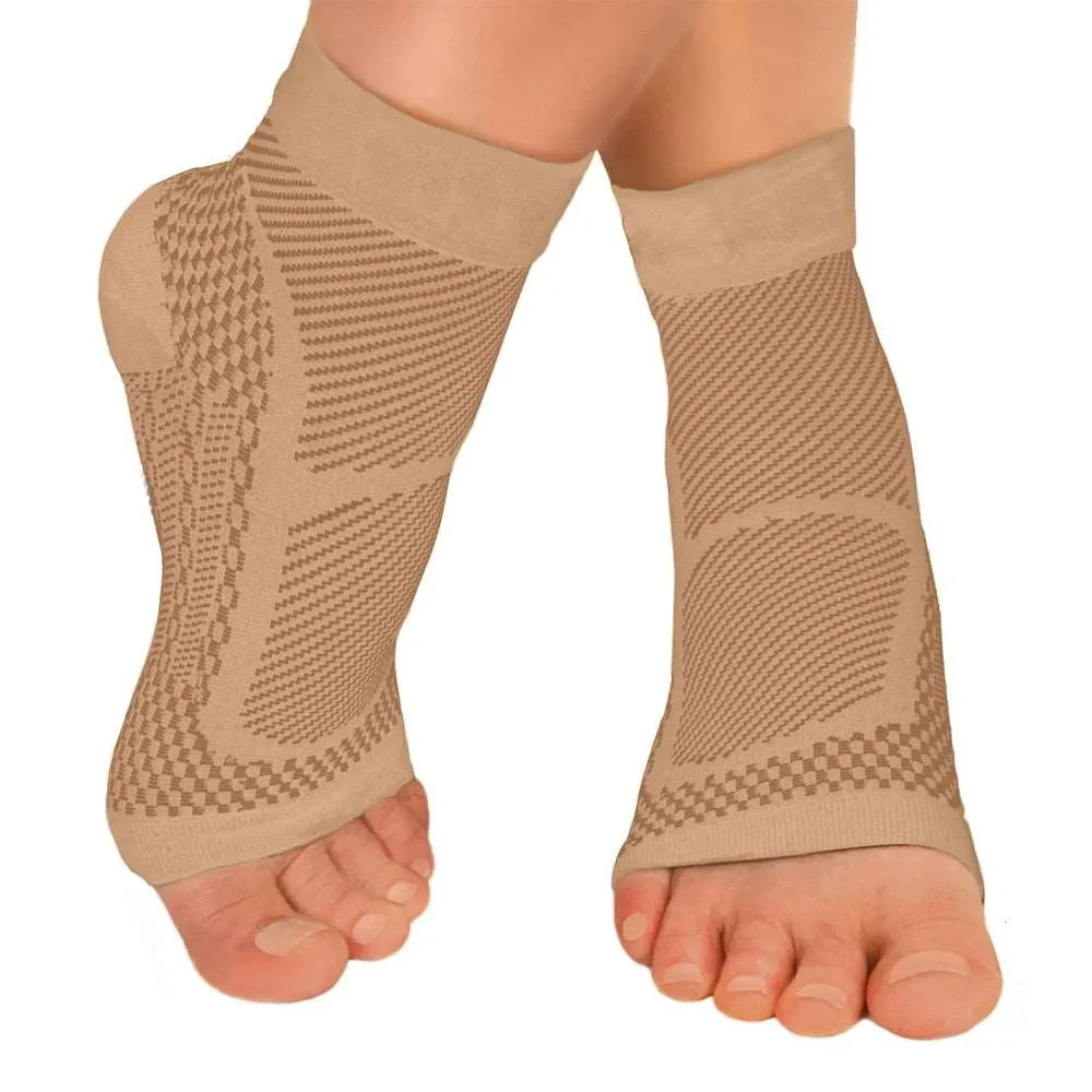 1Pair Ankle Brace Compression Sleeve - Relieves Achilles Tendonitis, Joint Pain. Plantar Fasciitis