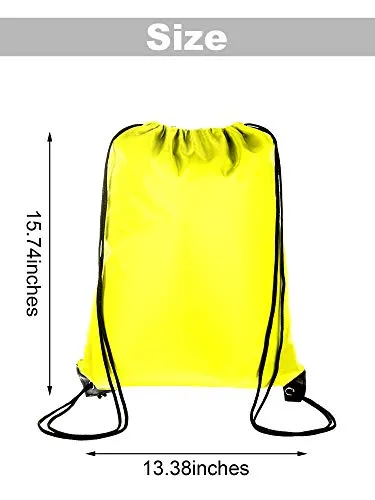 20 Pieces Drawstring Backpack Sport Bags Cinch Tote Bags for Traveling and Storage (Yellow, Size 1)