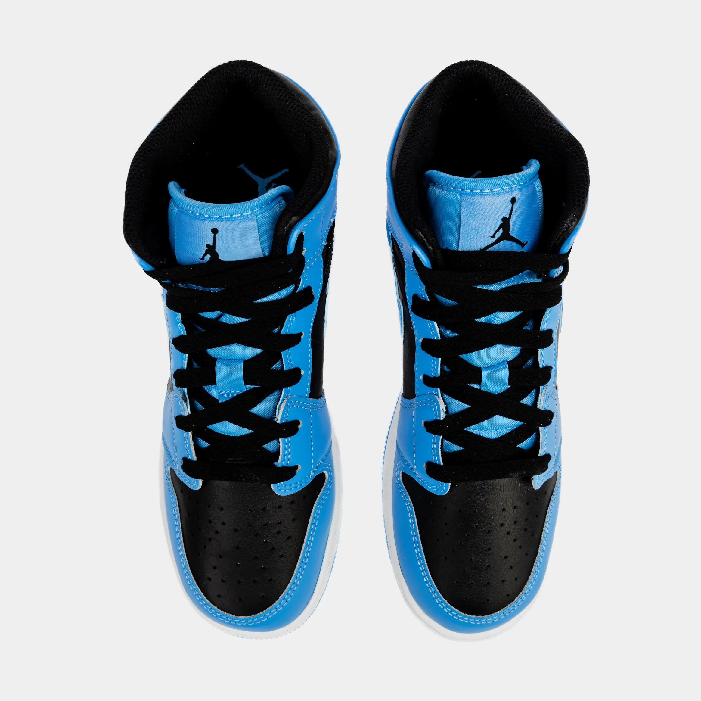 Air Jordan 1 Retro Mid University Blue Grade School Lifestyle Shoes (Black/Blue)