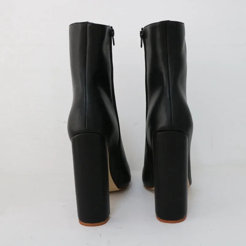 Ankle Boots Women Round Toe Heeled Shoes Winter Style Custom