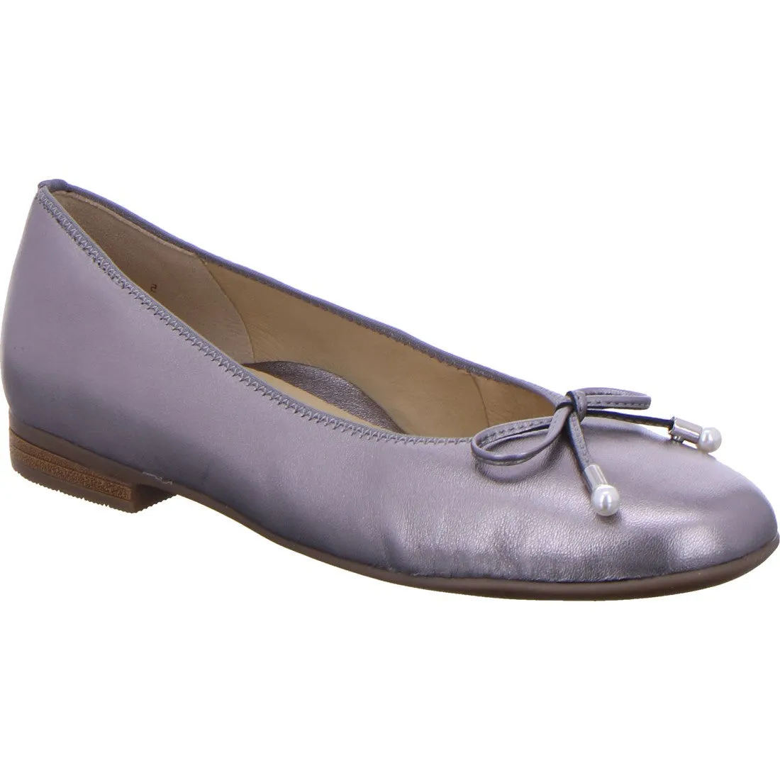 Ara Ladies Pump Shoe Bow Detail Metallic