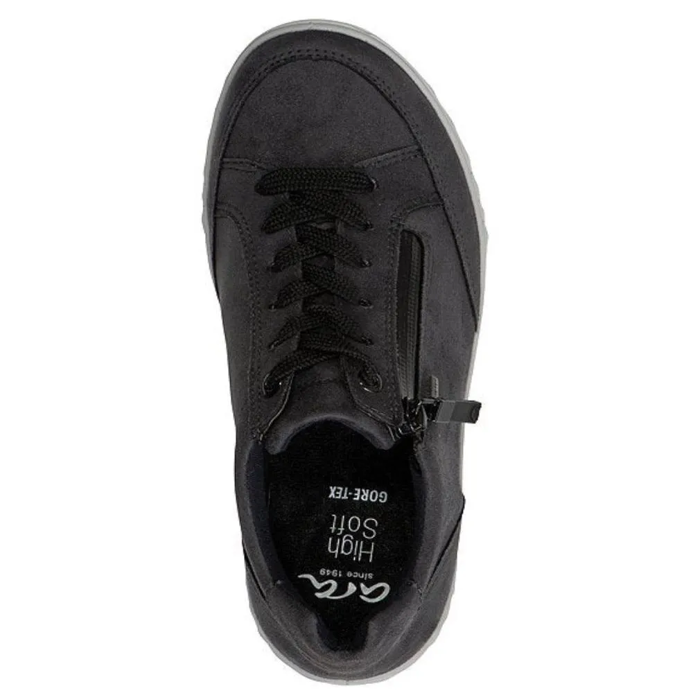 Ara Women's Allesandra GORE-TEX Lace Up Zip Sneaker Graphite Hydro-Microsuede