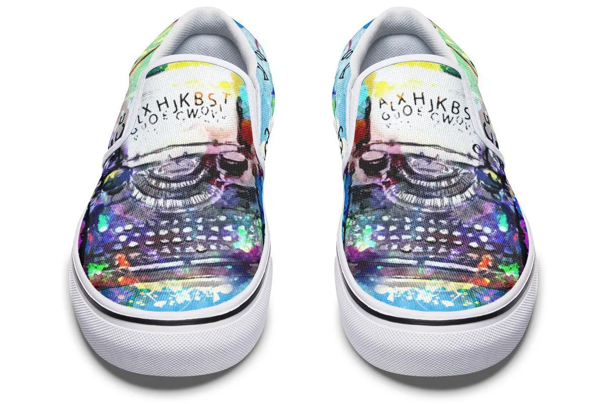 Artistic Type Writer Slip-On Shoes