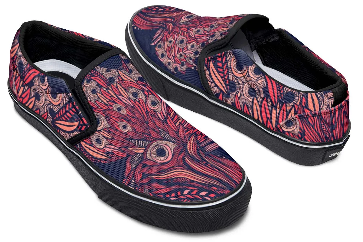 Artsy Rooster Slip-On Shoes