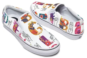 ASL Floral Alphabet Slip-On Shoes