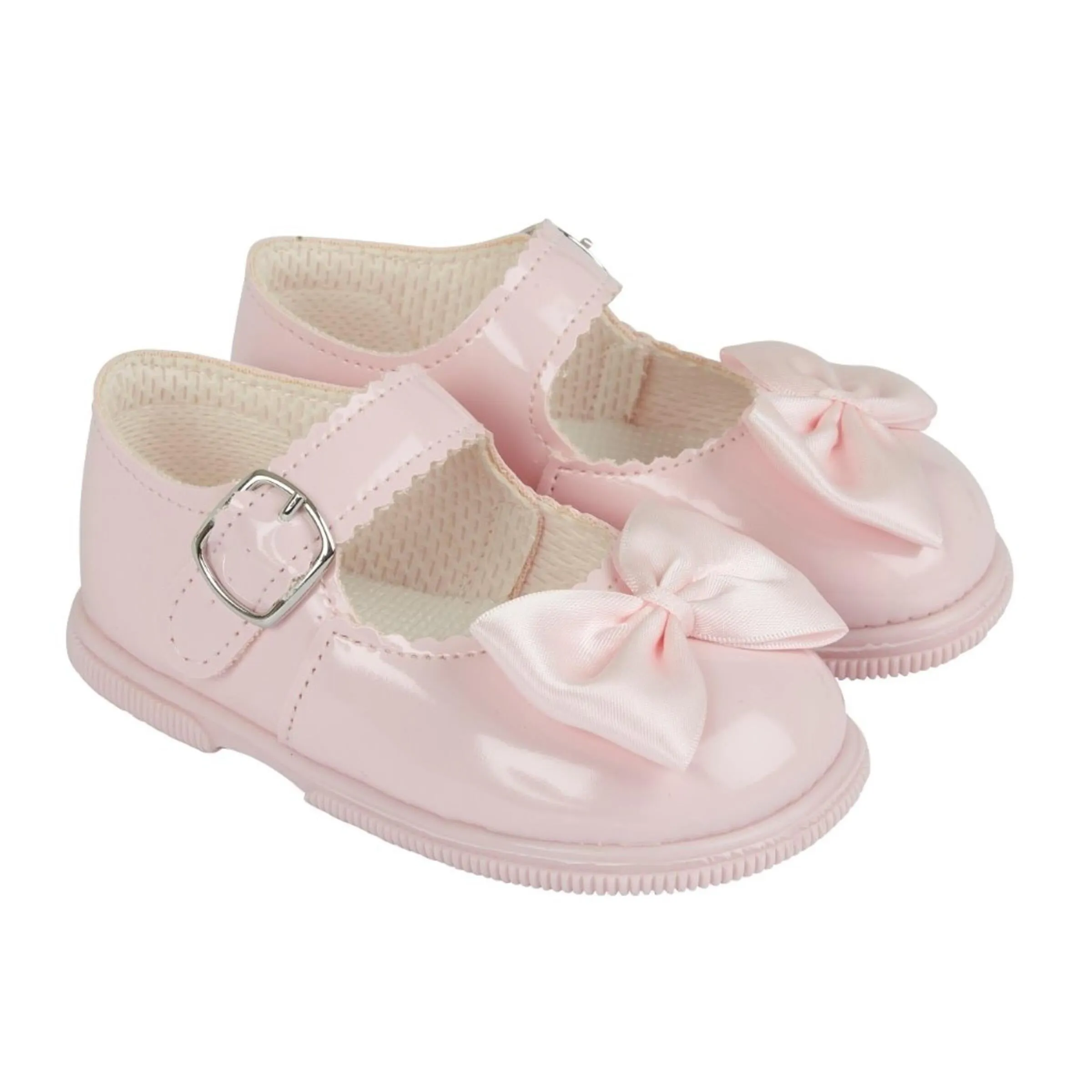 Baypods Pink patent first walker bow shoes