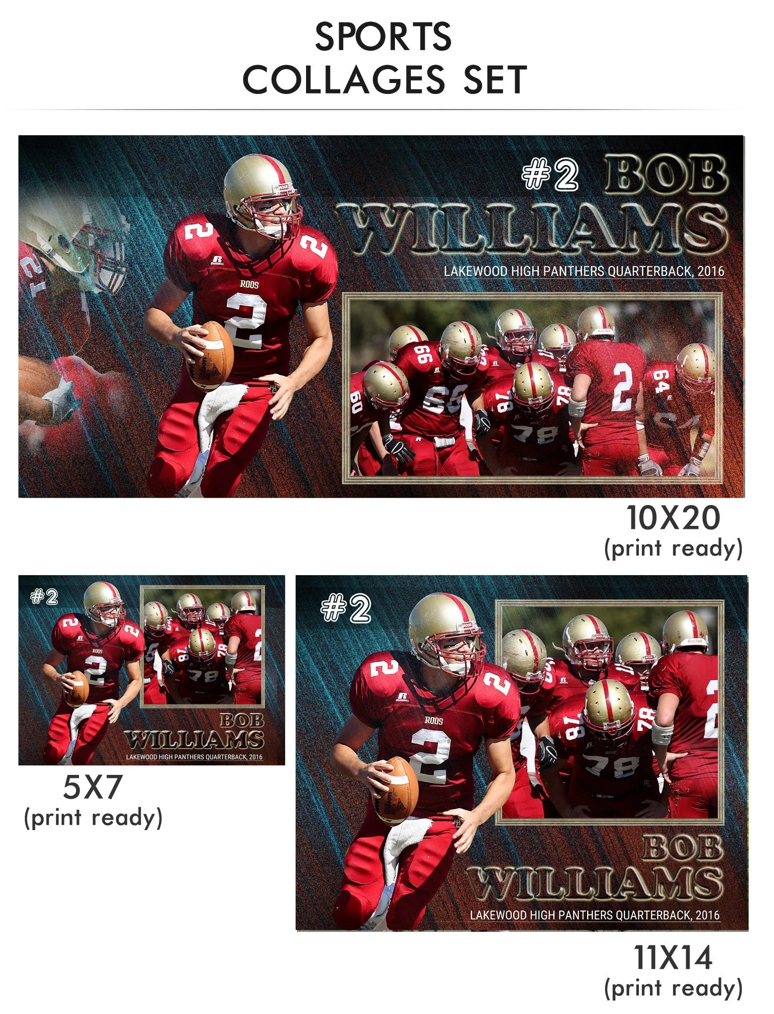 Bob- Sports Collage Photoshop Template