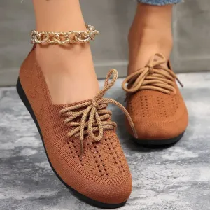 Breathable Lazy Mesh Lace-Up Flats for Women Fashion