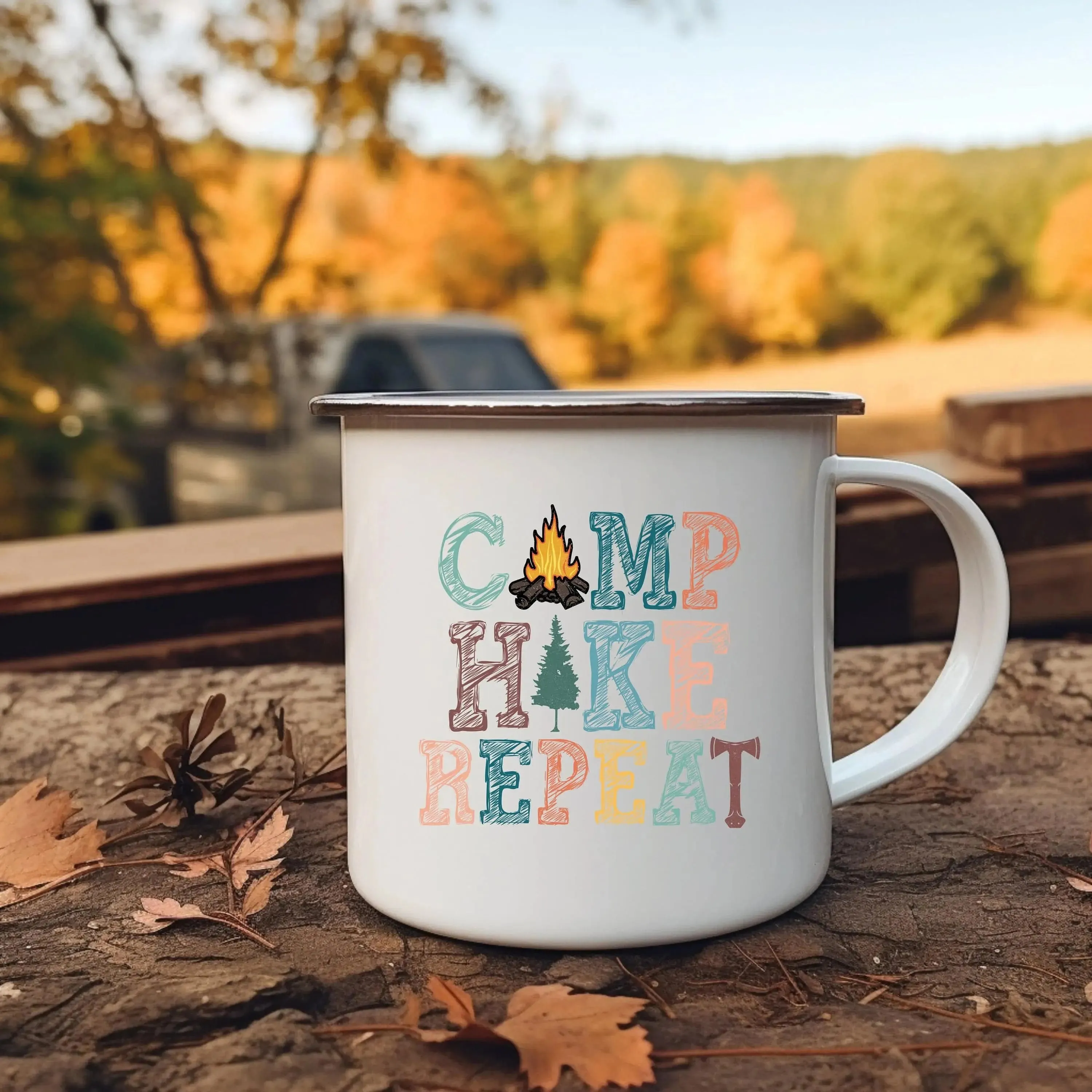 Camp Hike Repeat Durable Camping Mug for On-the-Go Adventures