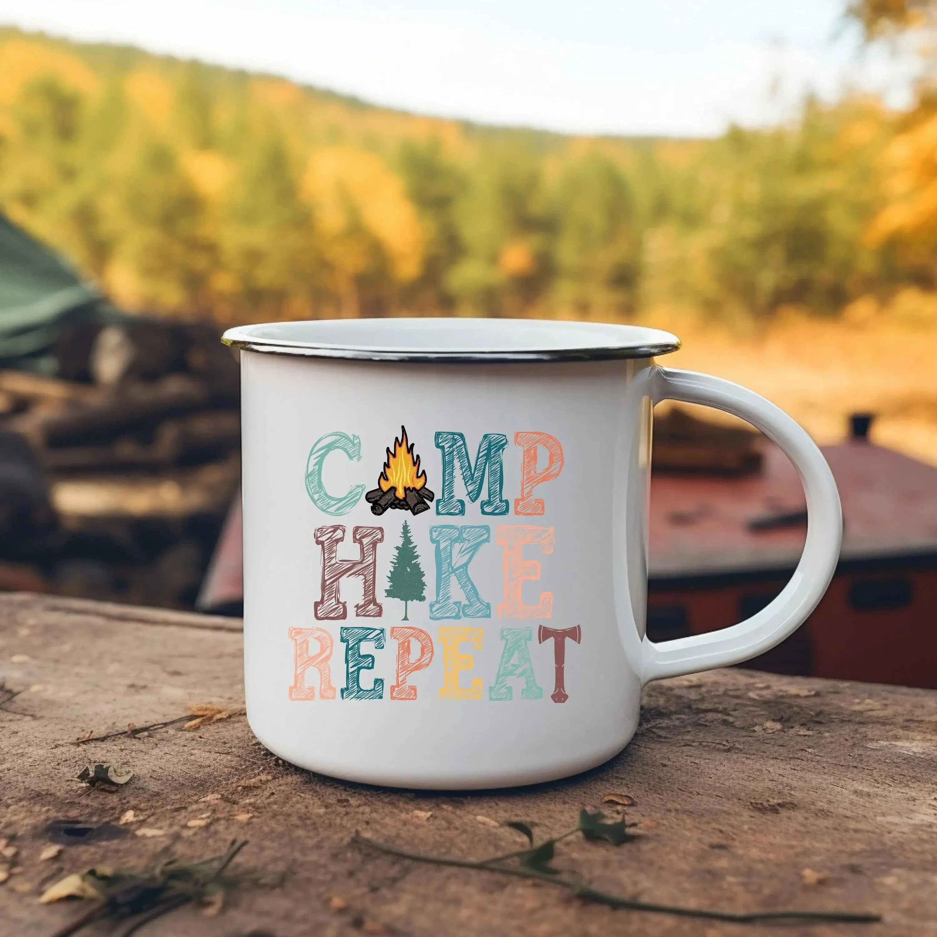 Camp Hike Repeat Durable Camping Mug for On-the-Go Adventures