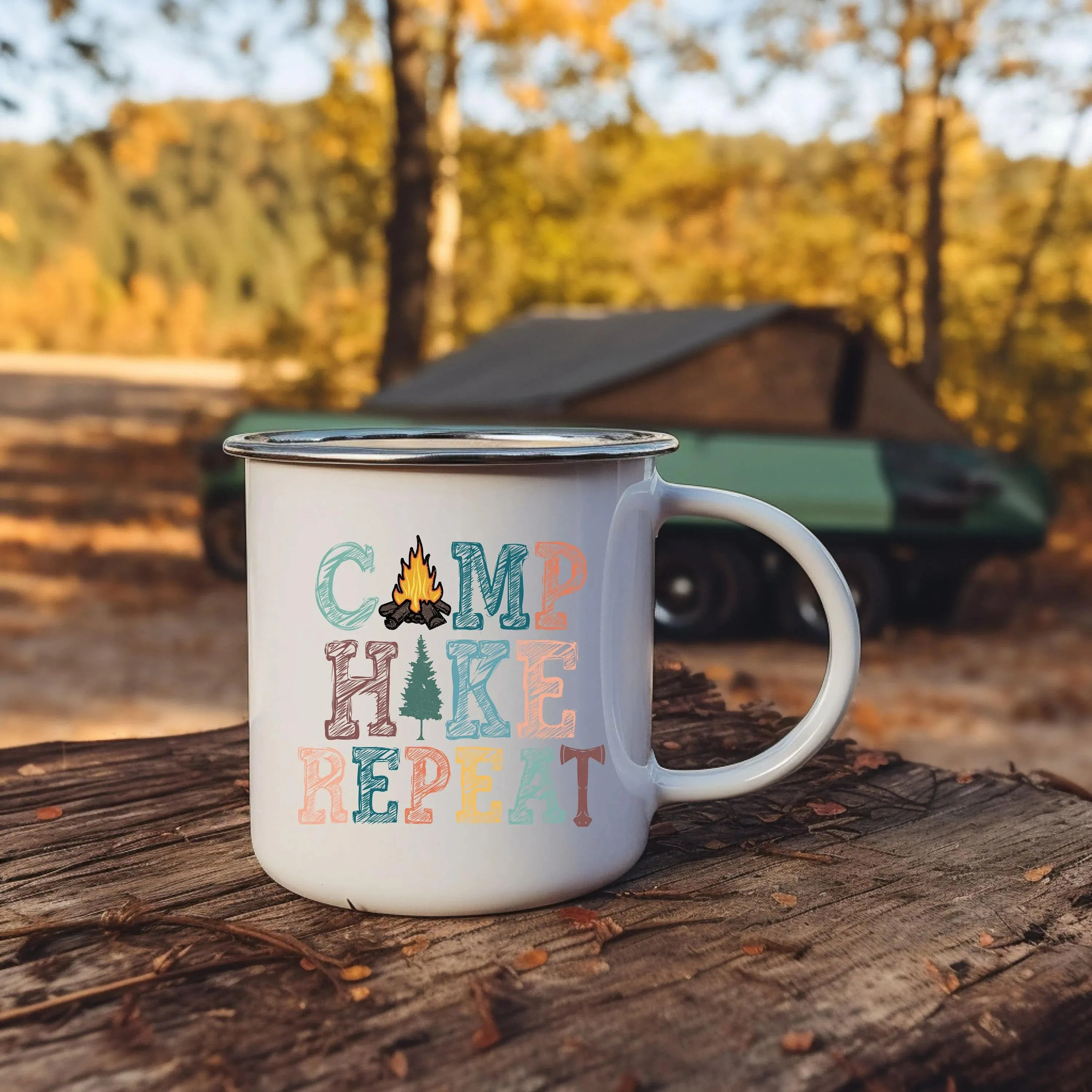 Camp Hike Repeat Durable Camping Mug for On-the-Go Adventures