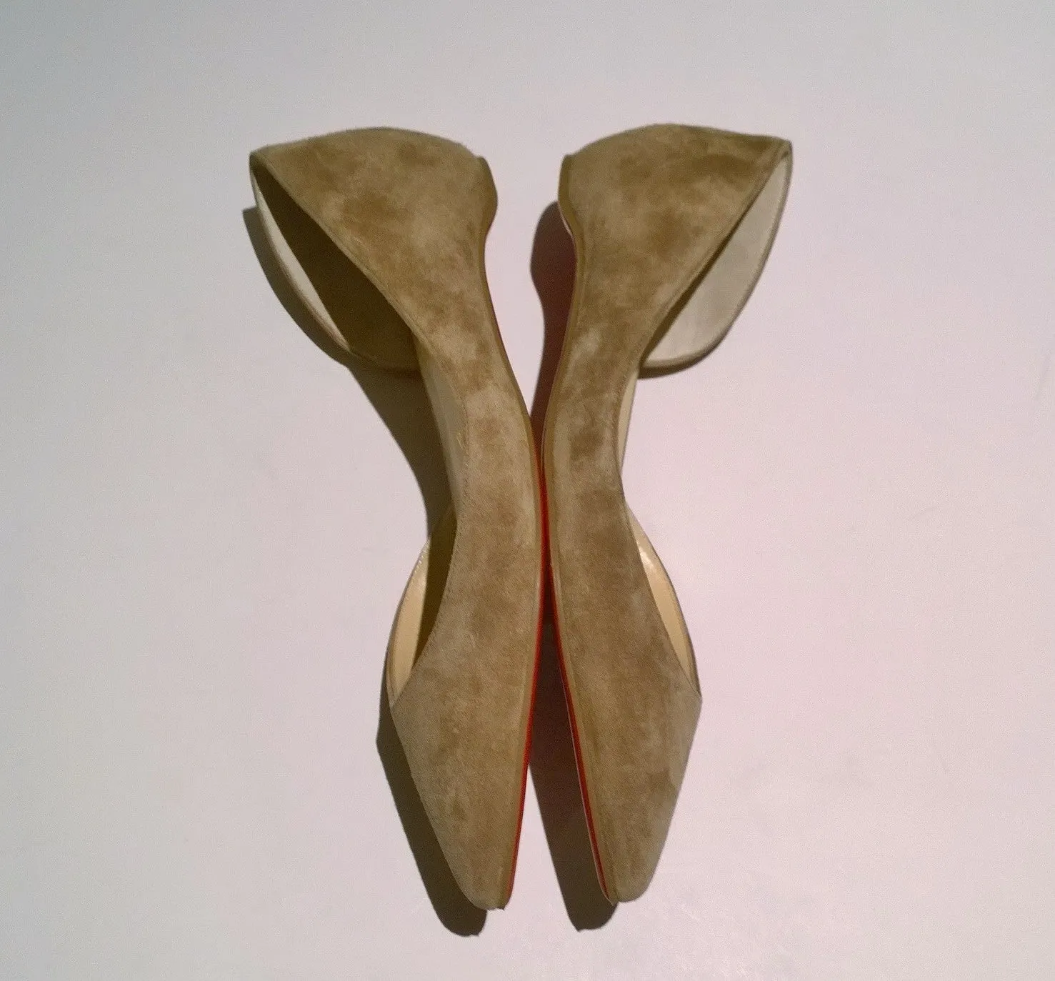 Christian Louboutin Iriza Fennel Khaki Cool Brown Suede Flats Shoes