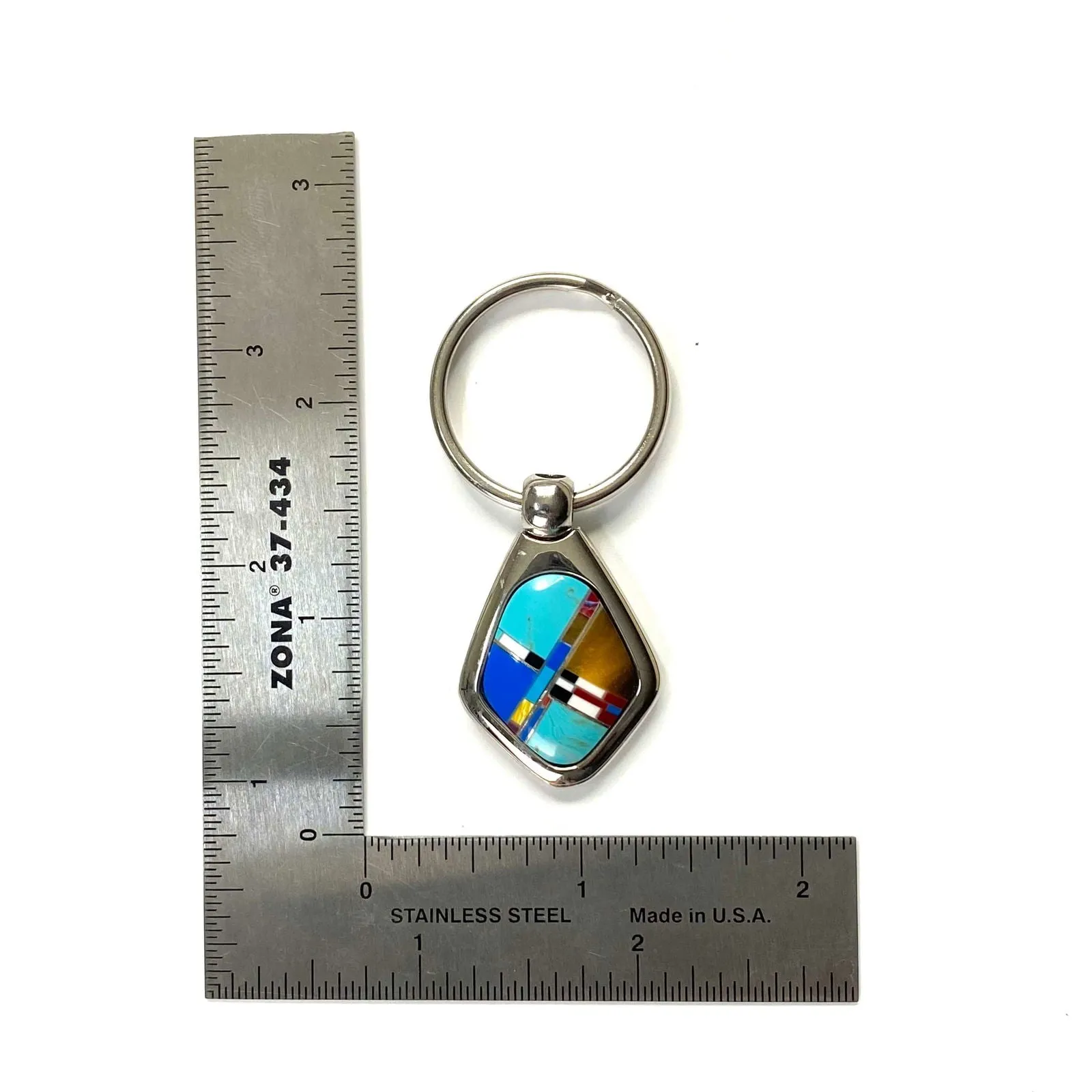 Faux Turquoise Multi Stone Fashion Keychain Key Ring