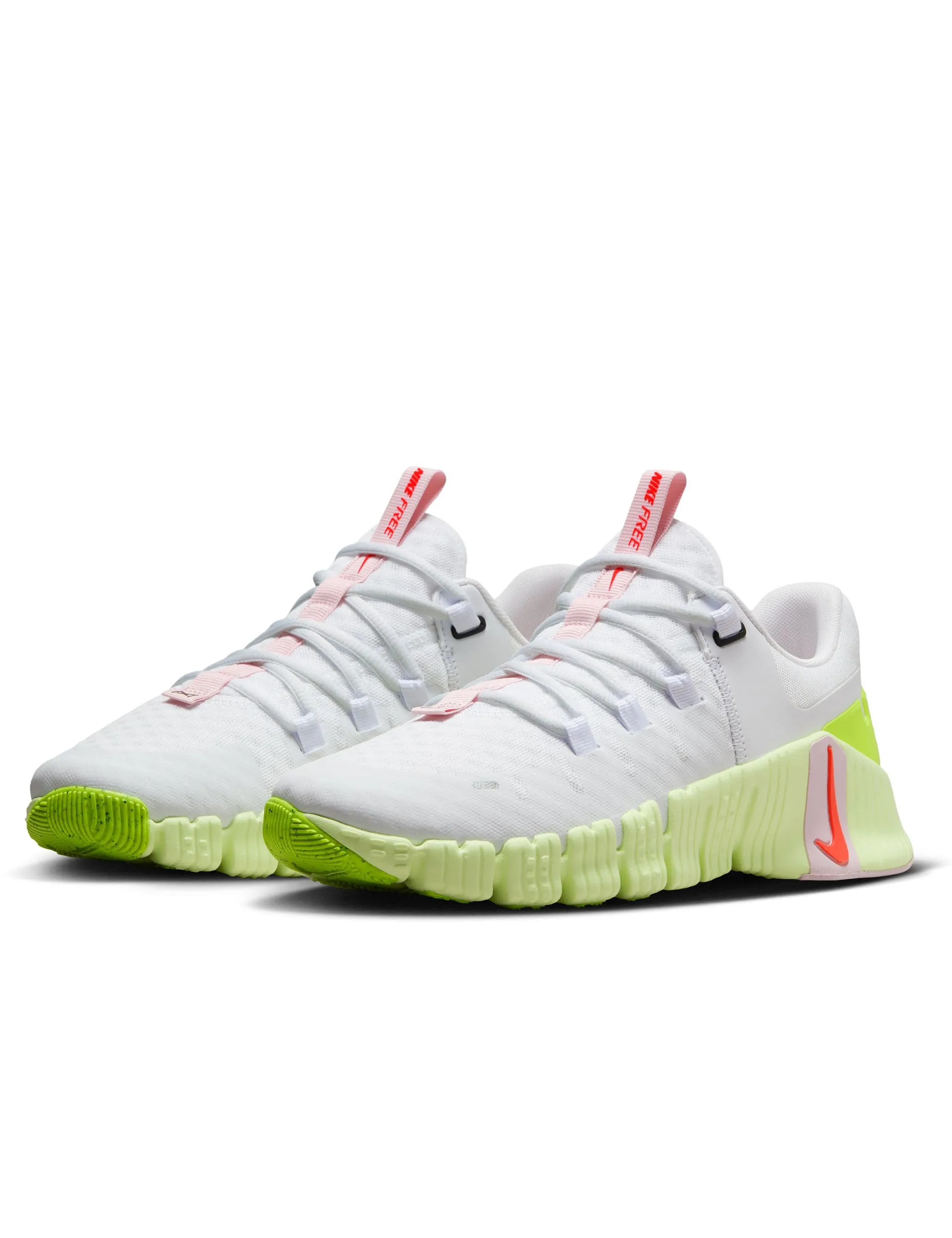 Free Metcon 5 Shoes - White/Bright Crimson/Barely Volt