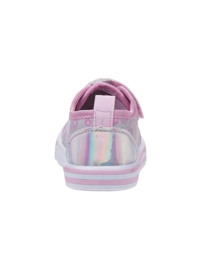 Girls Pink Flower Pattern Easy Closure Sneaker