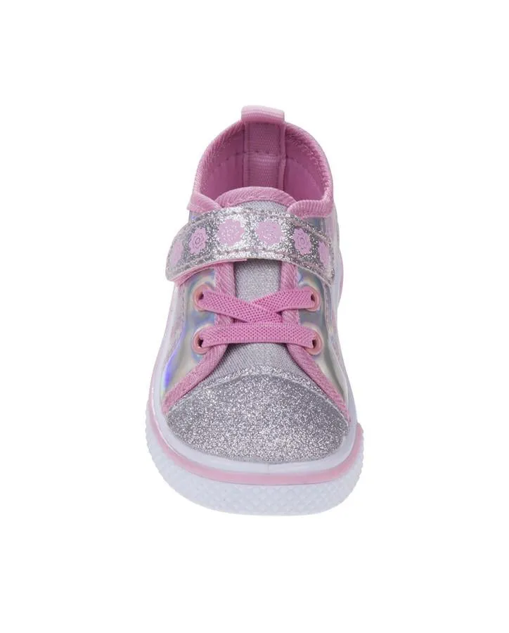 Girls Pink Flower Pattern Easy Closure Sneaker