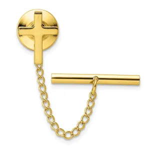 Gold Plated Small Plain Cross Tie Tac