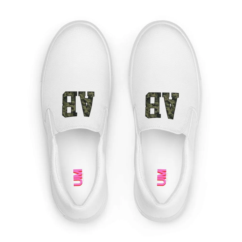 Initialed Camo Women’s Slip-On Canvas Shoes