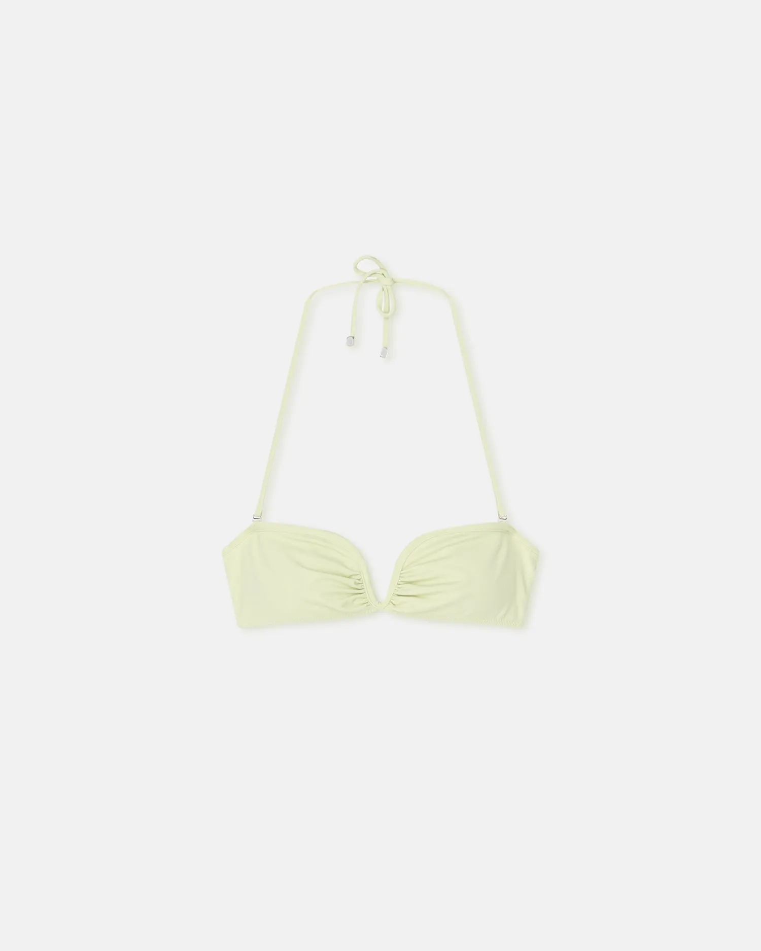 Manou - Ruched Halterneck Bikini Top - Shadow Lime