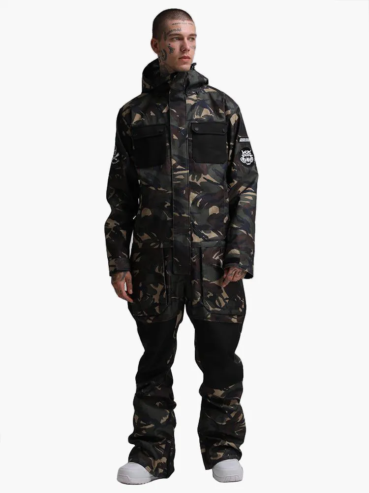 Men's Camo One Piece Ski Snowboard Suit Jumpsuit