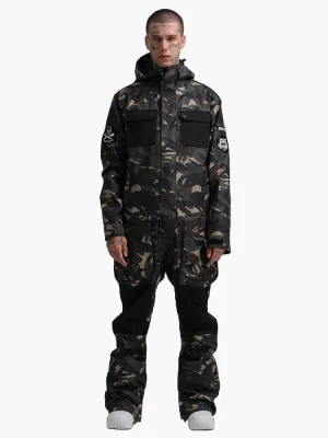 Men's Camo One Piece Ski Snowboard Suit Jumpsuit