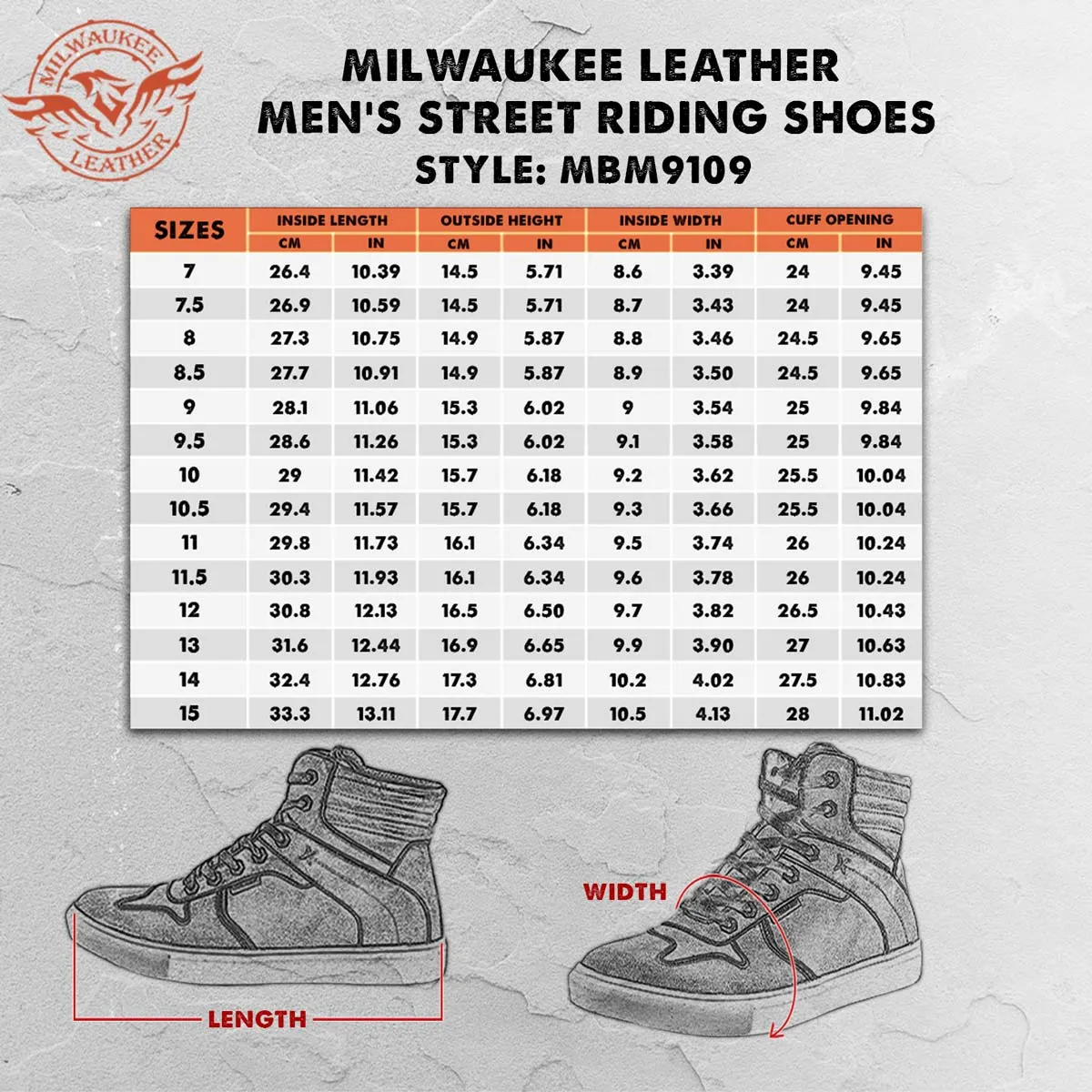 Milwaukee Leather MBM9109 Men's Grey Suede Leather Reinforced Street Riding Waterproof Shoes w/ Ankle Support