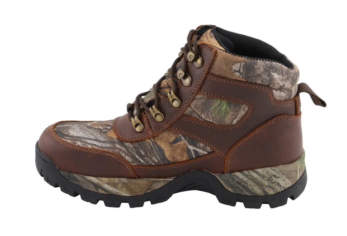 Milwaukee Leather MBM9141 Men's Brown Waterproof Hiking Boots with Mossy Oak Print