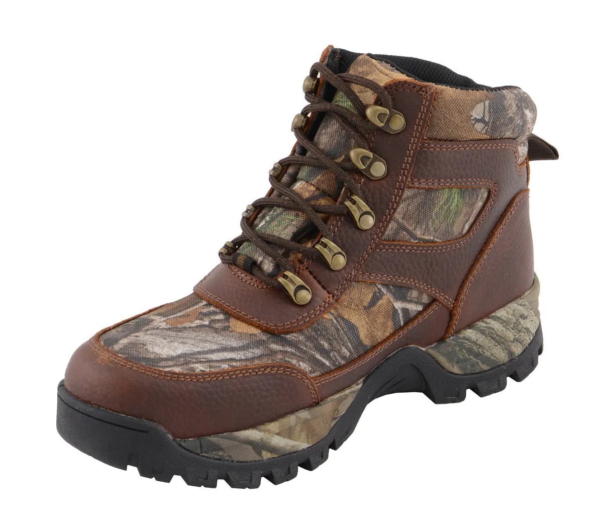 Milwaukee Leather MBM9141 Men's Brown Waterproof Hiking Boots with Mossy Oak Print