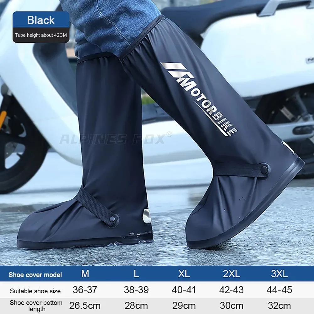 Motorcycle High Tube Rain Boots Waterproof Reflective Non-Slip Footwear Motorbike Cycling Bike Reusable Protection Accessories