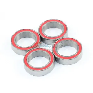 Radtec 10x15x4mm Competition Grade Ceramic Ball Bearing 4 pcs Red Rubber Seal