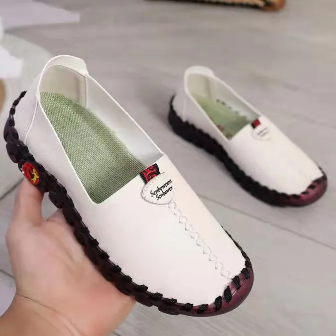 Summer Comfort Wide Width Casual Slip On Boat Walking Shoes For Women