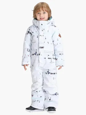 White One Piece Kids Snowboard Suit