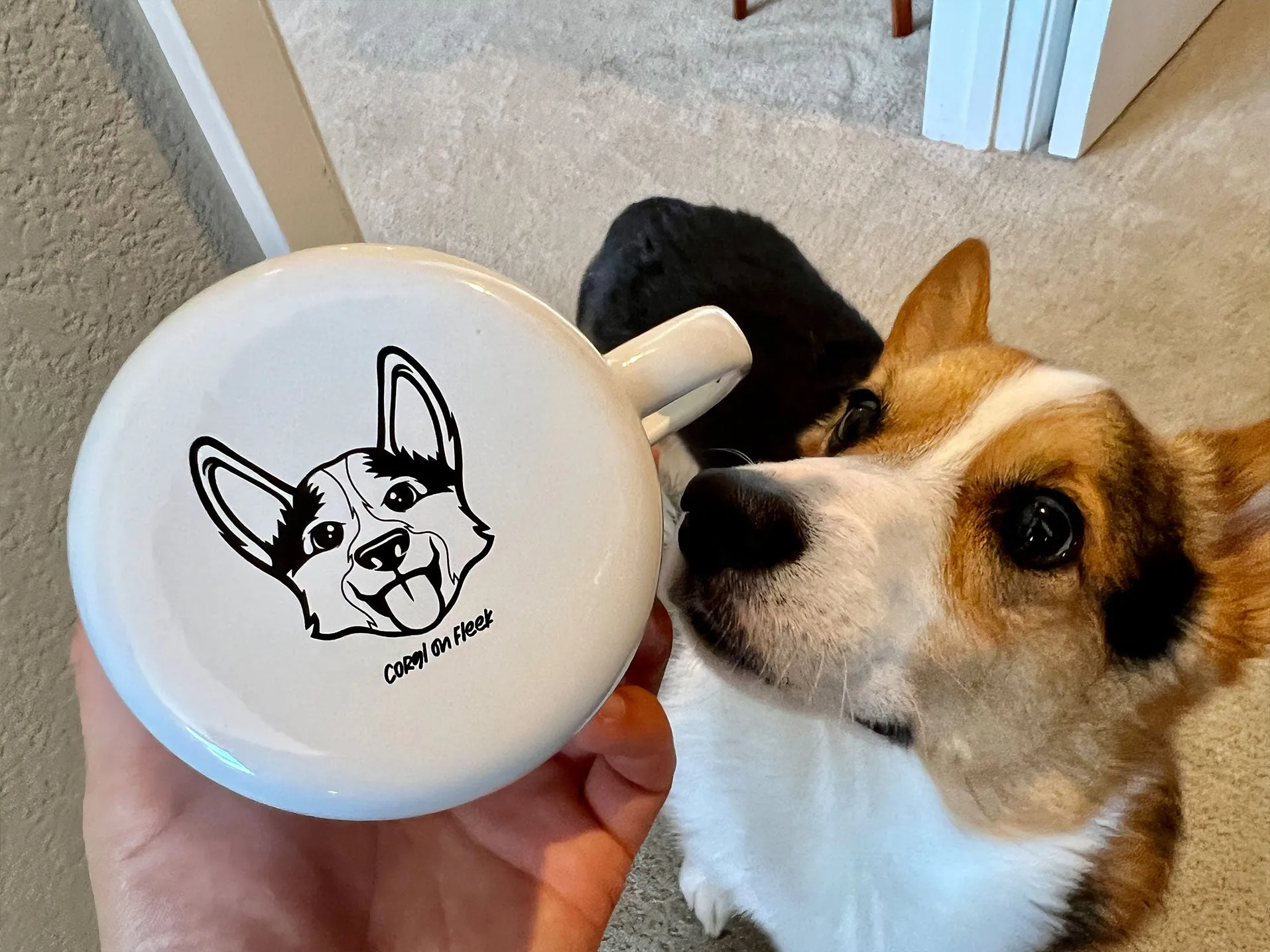 XL Enamel Corgi Mug (Metal Camping Mug)