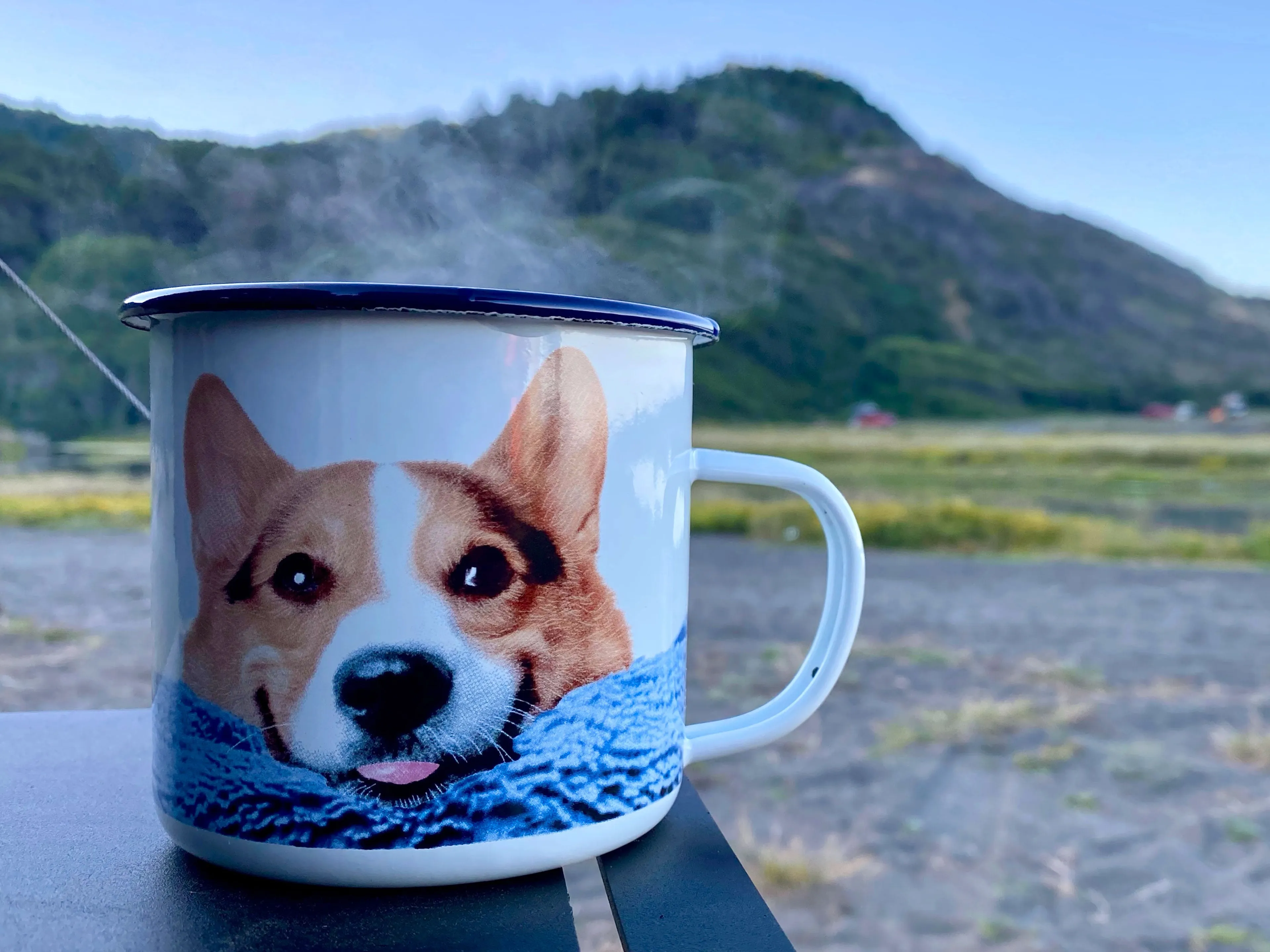 XL Enamel Corgi Mug (Metal Camping Mug)